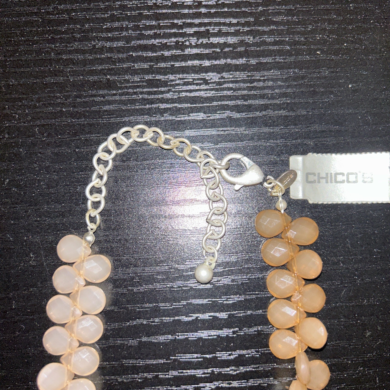 Chico’s Bib Necklace Silver Tone Layered Beaded Boho Chunky,Oh So Cute, 21”, EUC