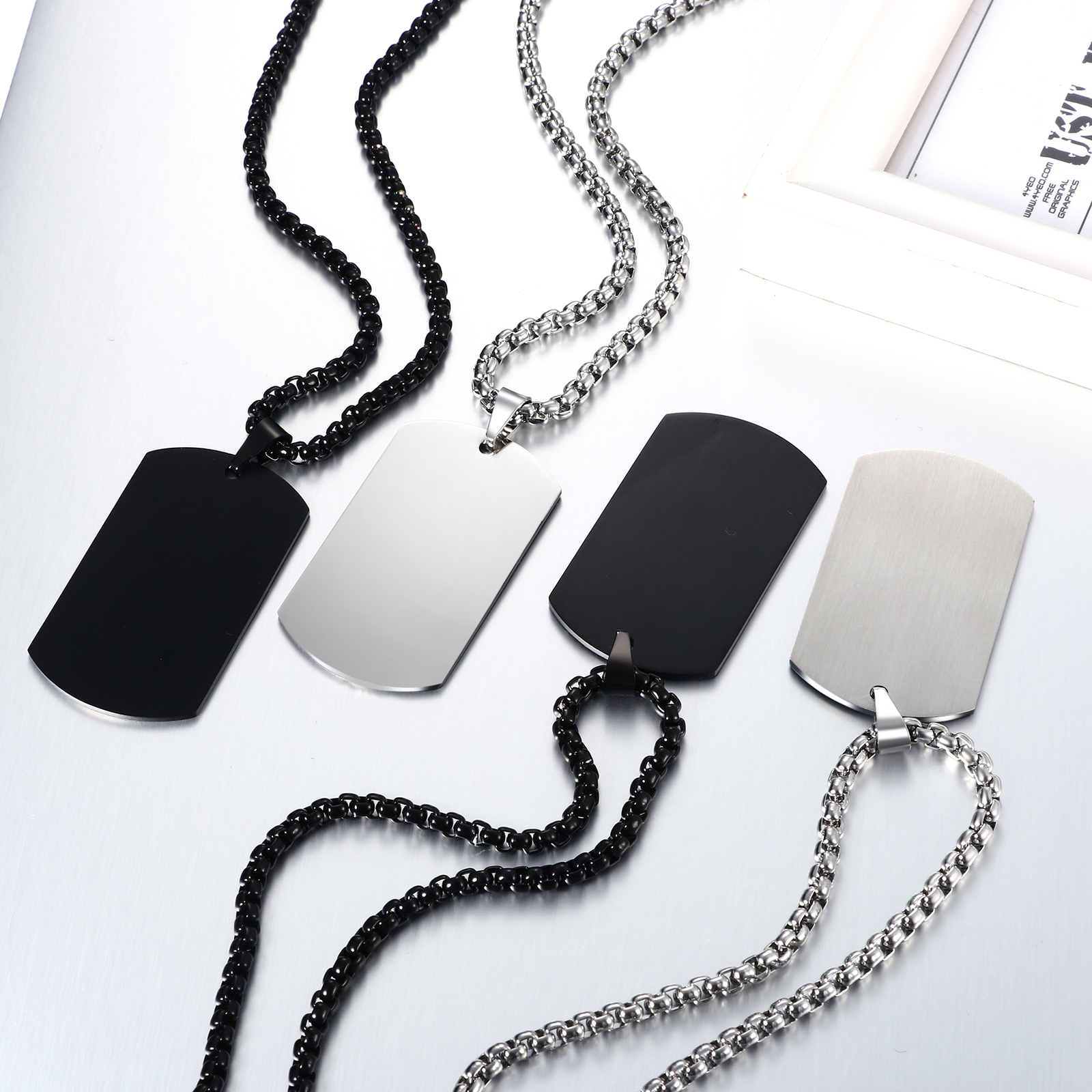 Personalized Photo Picture Custom Engraved Dog Tag Pendant Necklace Men Women