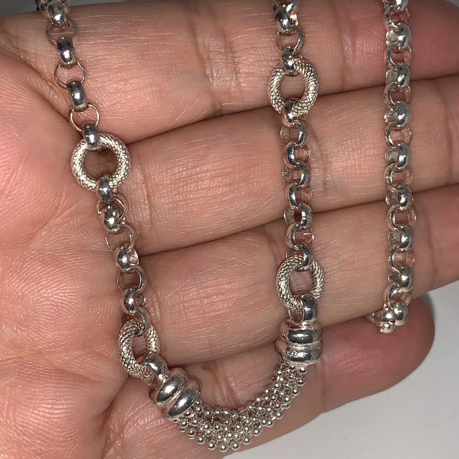 Sterling Silver 925 Necklace 17” With Roll Links 23 Grams