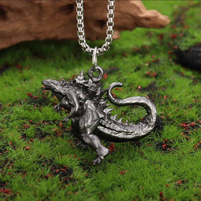 Godzilla Monster Jewelry Black Steel Sexy Dinosaur Movie Pendant Necklace