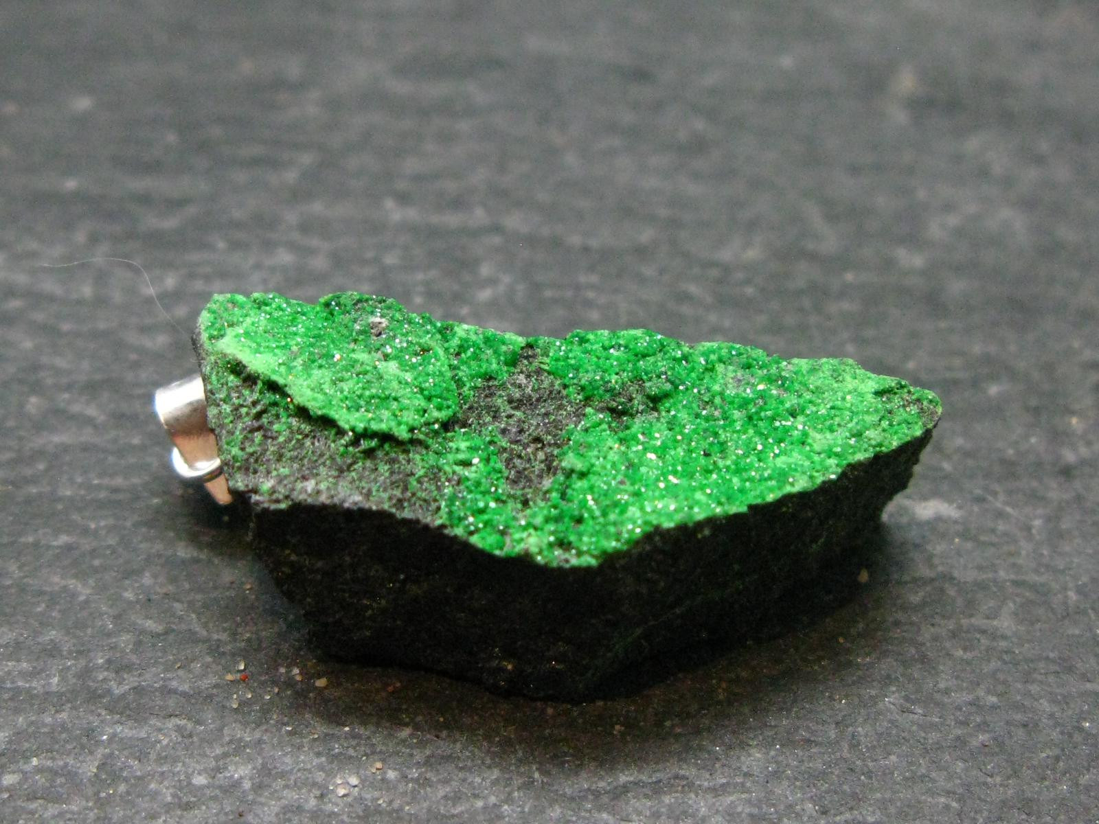 Uvarovite (Green Chromium Garnet) Silver Pendant From Russia – 1.3″ – 9.43 Grams