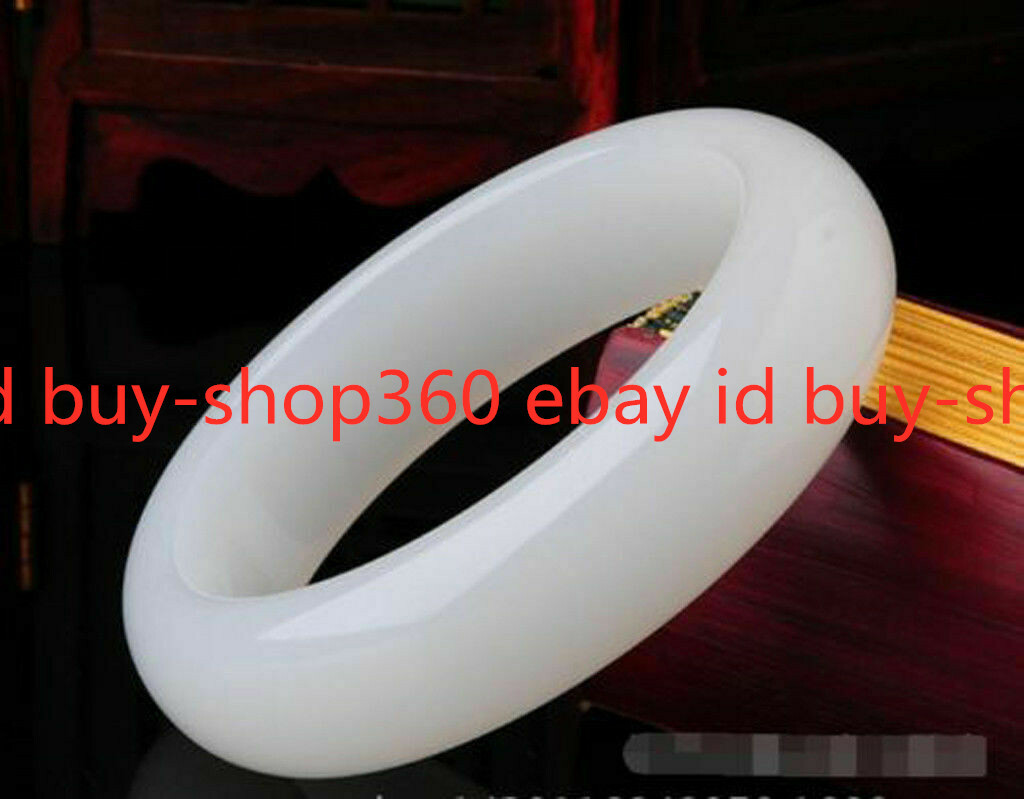 Natural Afghanistan White Jade Gemstone Bracelet Bangle 53-66mm Free Box