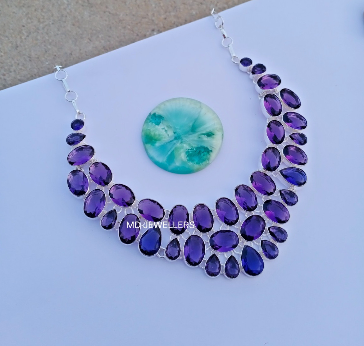 Amethyst Gemstone Necklace 925 Sterling silver Adjustable Necklace Jewelry