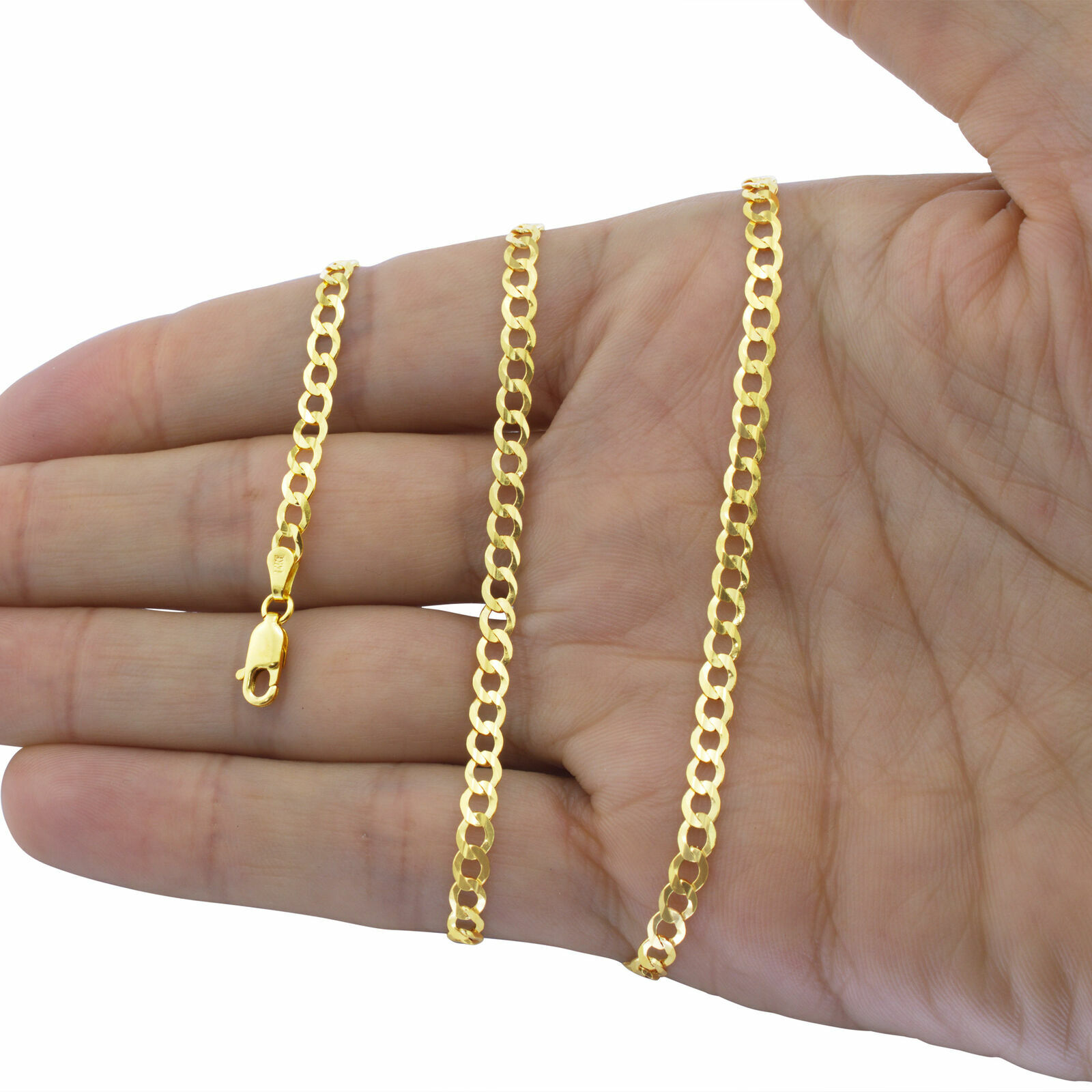 18K Yellow Gold Filled Tarnish-Resistant 4mm Wide Cuban Curb Chain Necklace B70G