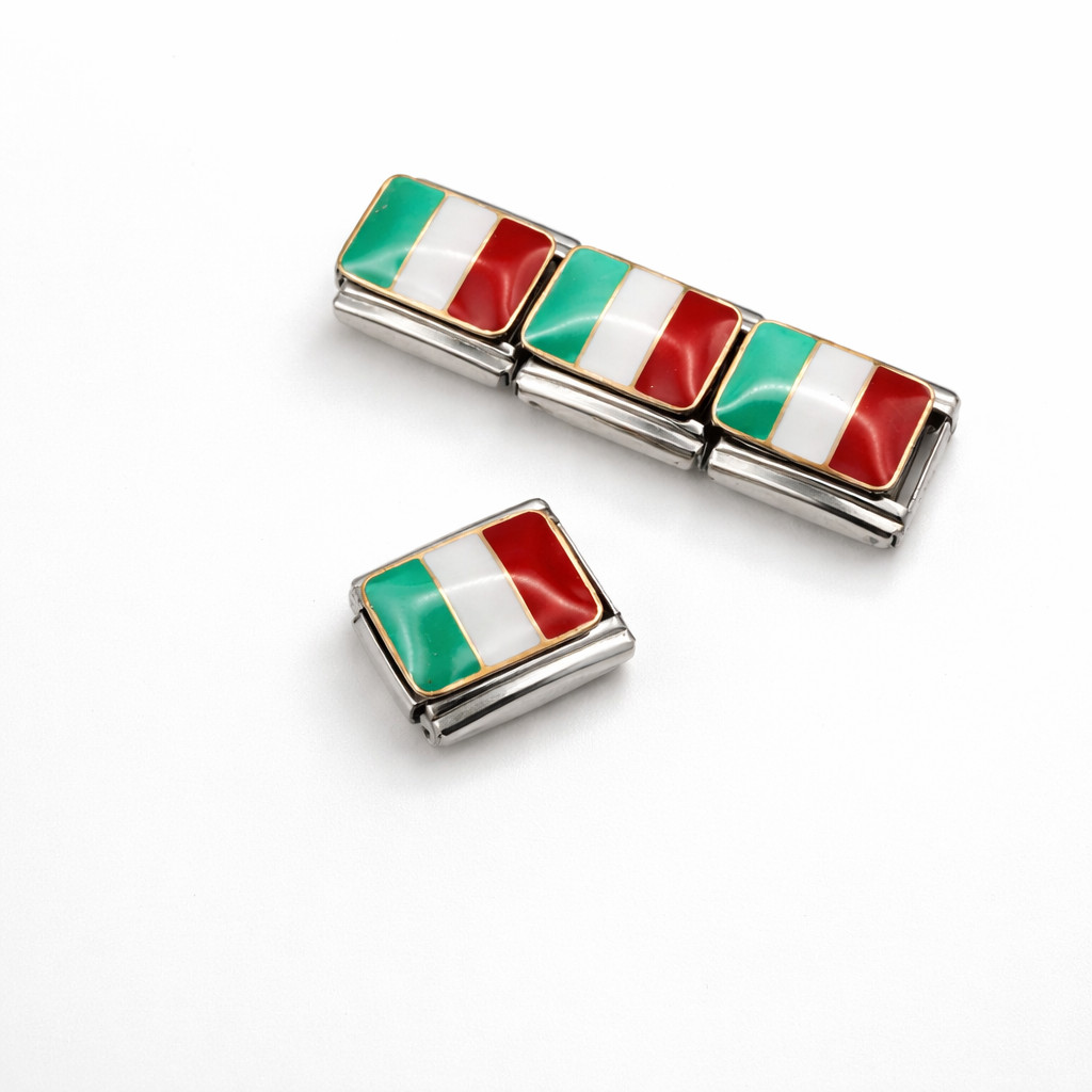 Flag Italian Classic Bracelet Charm Link Stainless Steel Fits Nomination Italian