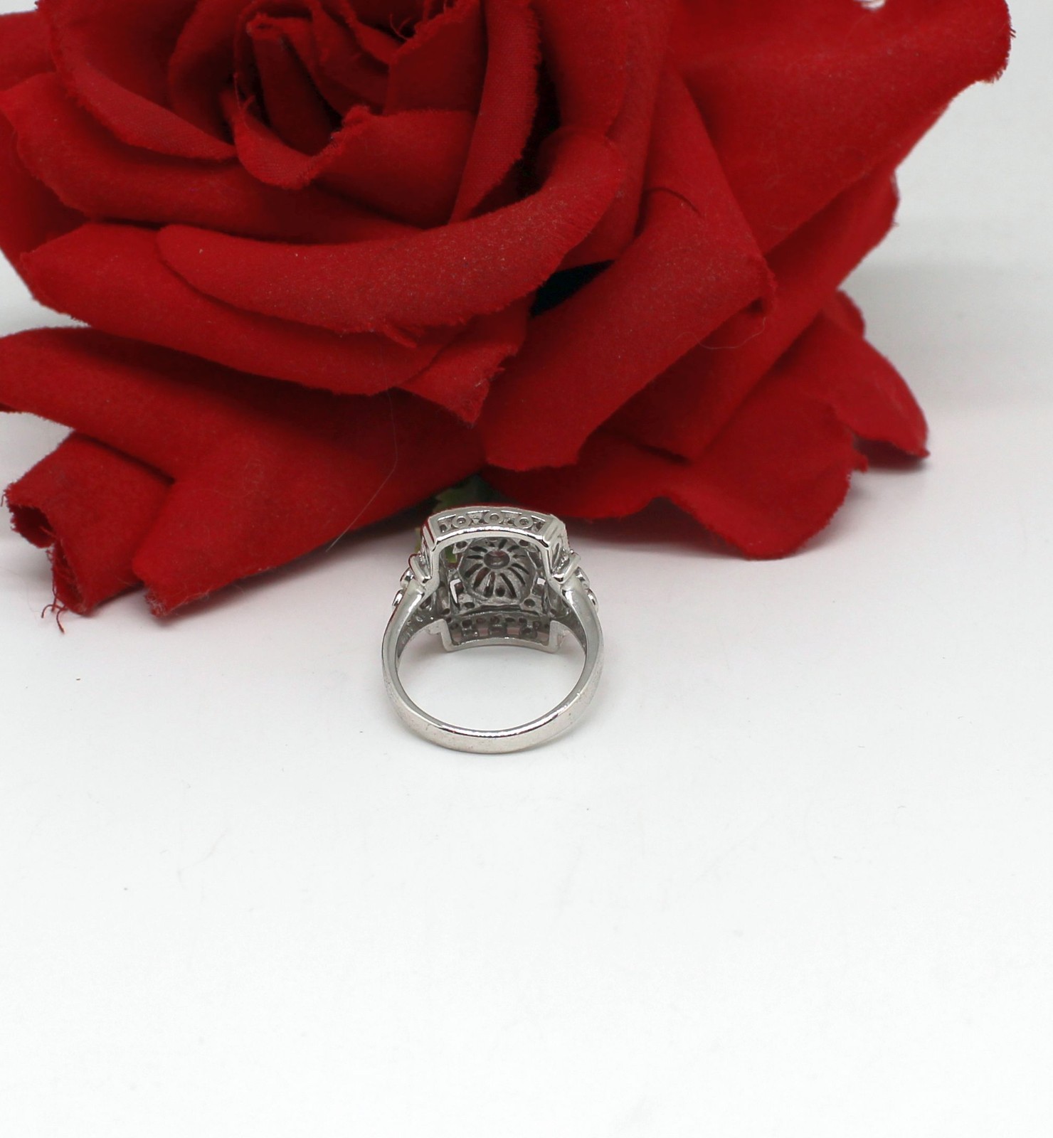 Sterling Silver ATI Art Deco CZ Ring Size 8 6.71g CAT RESCUE