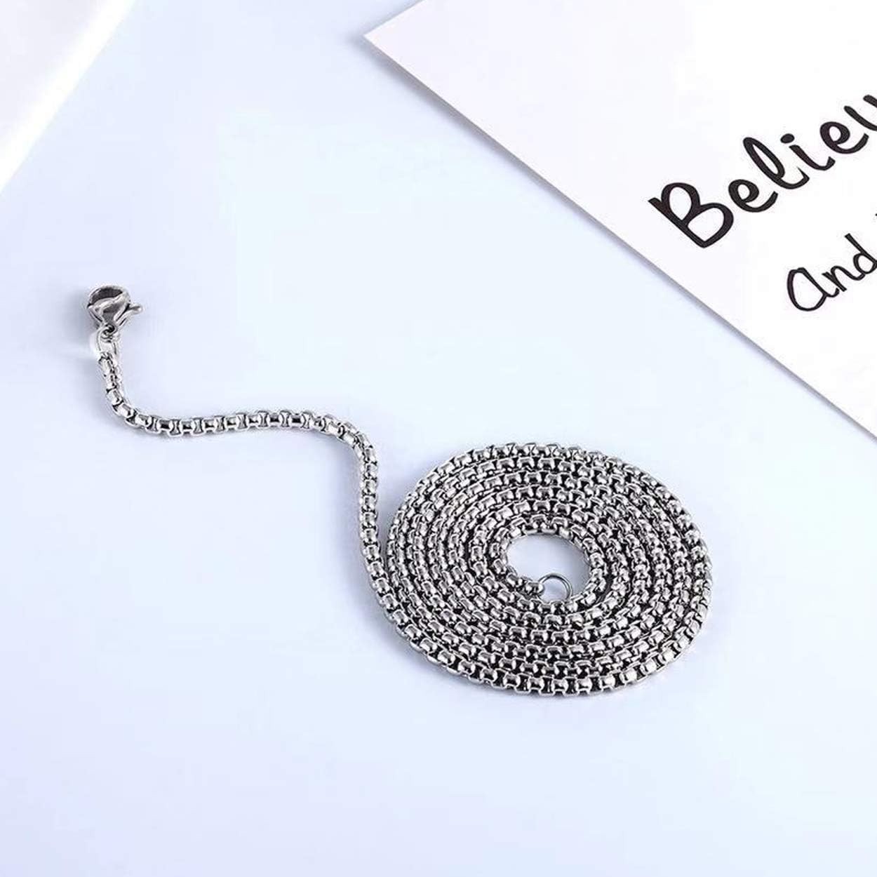 Stainless Steel Box Cable Chain Necklace 16 24 28 Inch Silver Black Gold