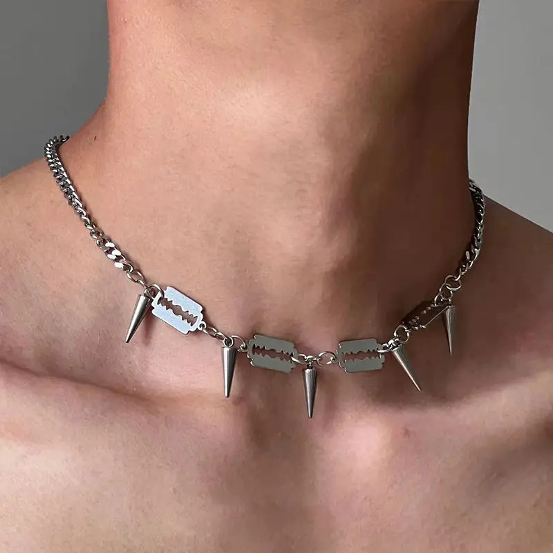 Spike Razor Choker Necklace Jewelry Hip Hop Punk Unisex