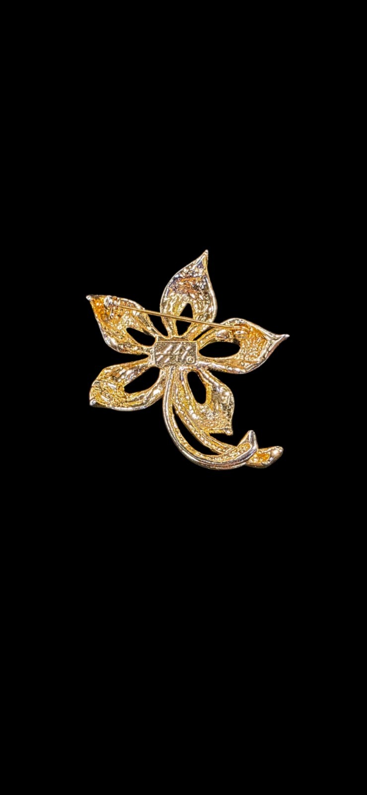 Vintage ATI Gold Tone Floral Brooch Faux Pearl Flower Pin Signed ATI costume