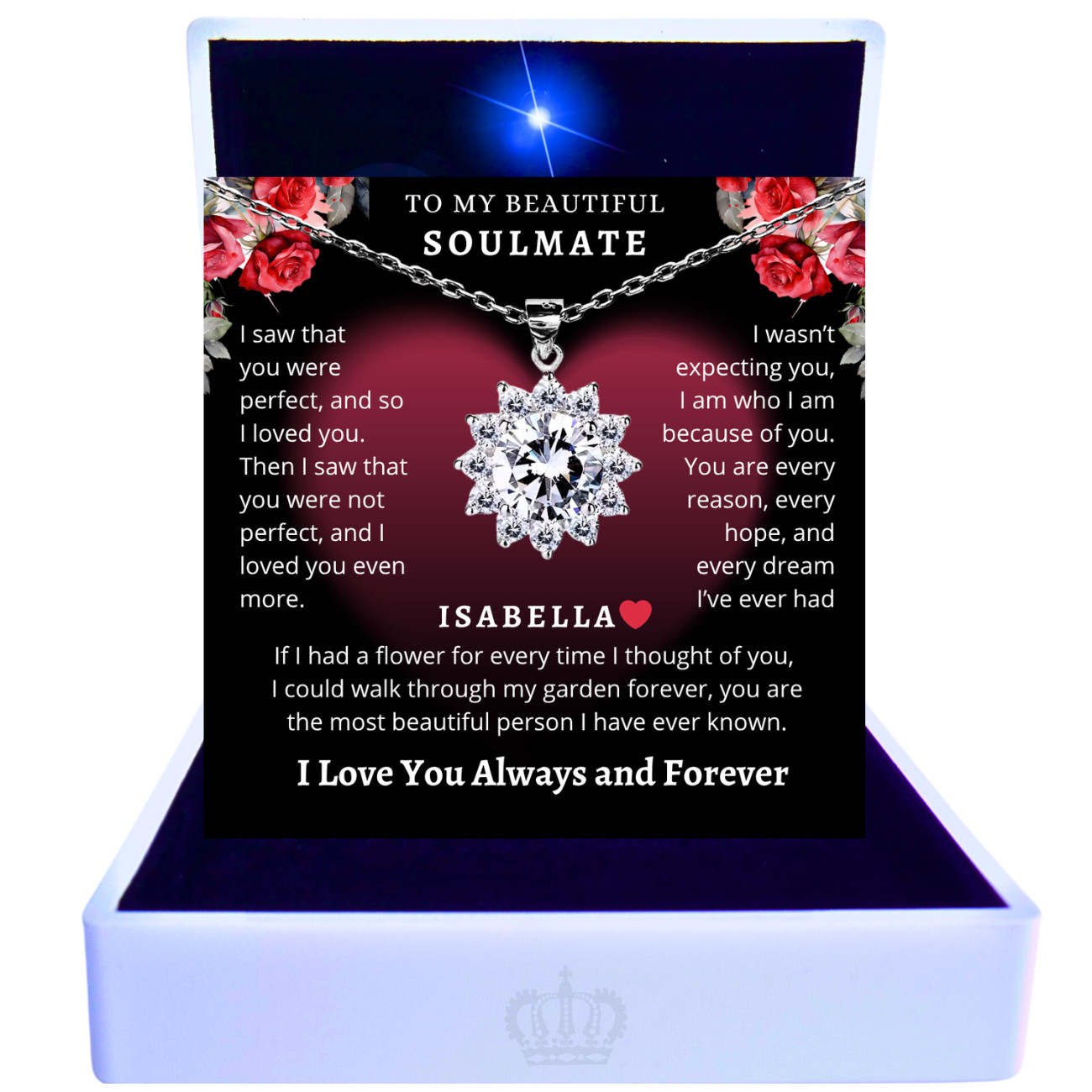 Silver Soulmate CUSTOM Romantic Love Star Necklace Girlfriend Birthday Gifts