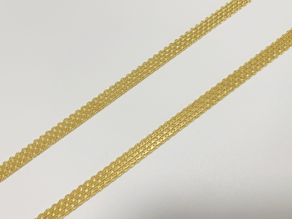 Solid 18K Yellow Gold Vintage Multi Layer Wide Necklace Chain 8mm 22in men/women