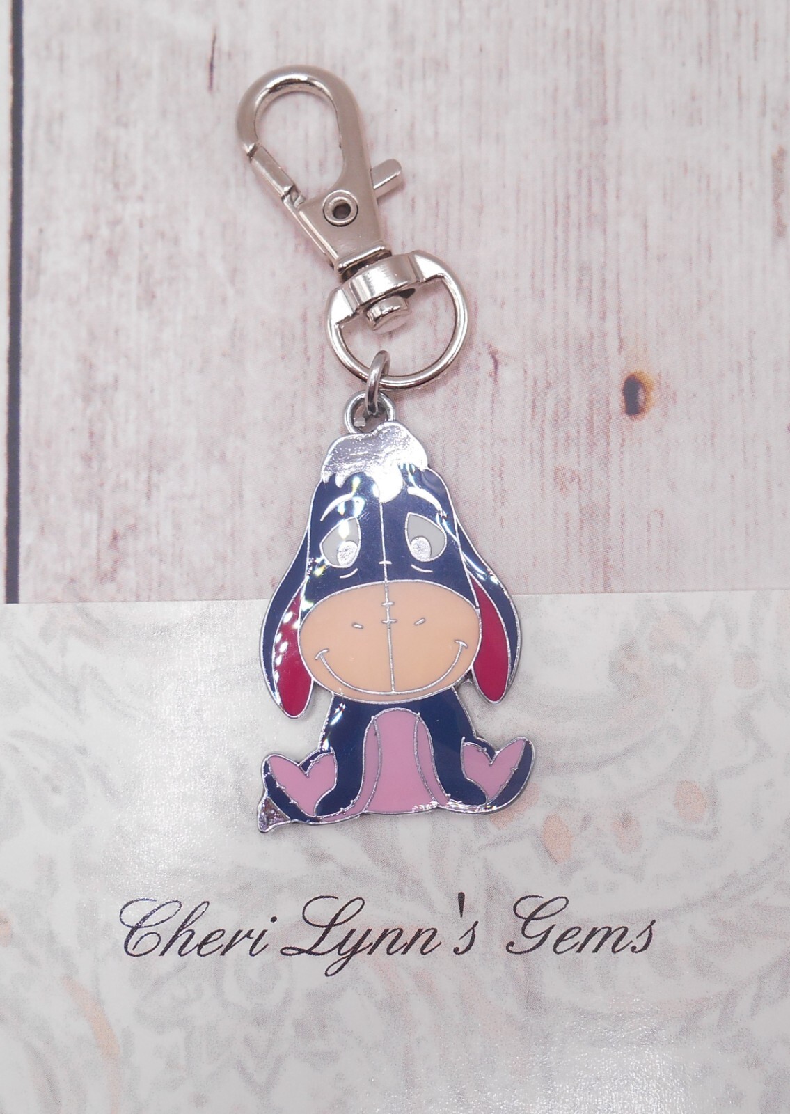 EEYORE DOUBLE SIDED PURSE OR JACKET ZIPPER PULL KEYCHAIN ADD ON CLIP CHARM!