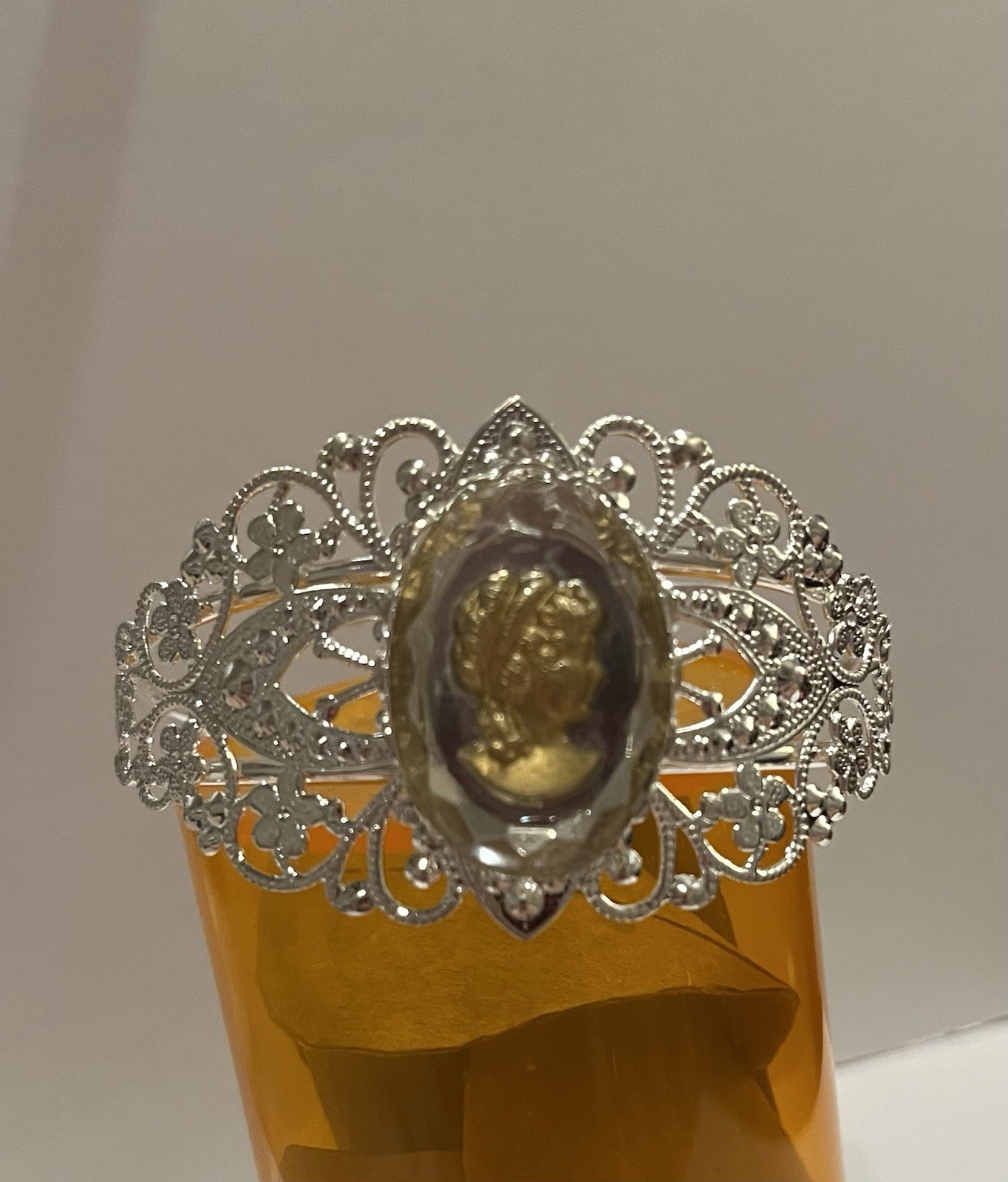 Women Cameo Cuff Bracelet With Glass Cameo