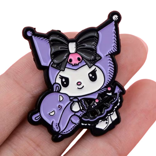 Sanrio KUROMI with Teddy – 1.25″ x 1.10″ Enamel Zinc Lapel Hat Pin / NEW