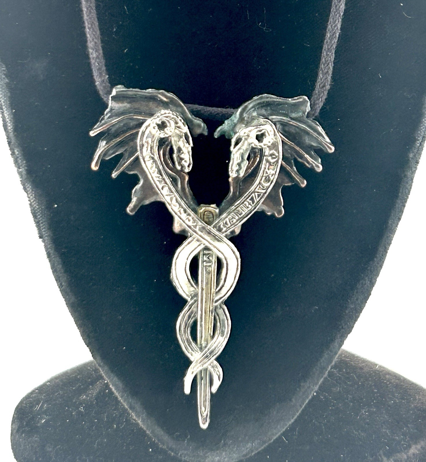 Vtg Double Dragon Goth Gothic Spirit Pendant Necklace UK Made