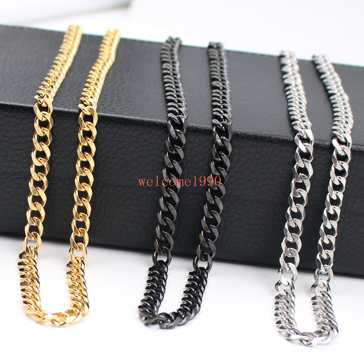 Brand New Design 16′-32” 5mm Stainless Steel Curb Link Chain Men Women Necklace
