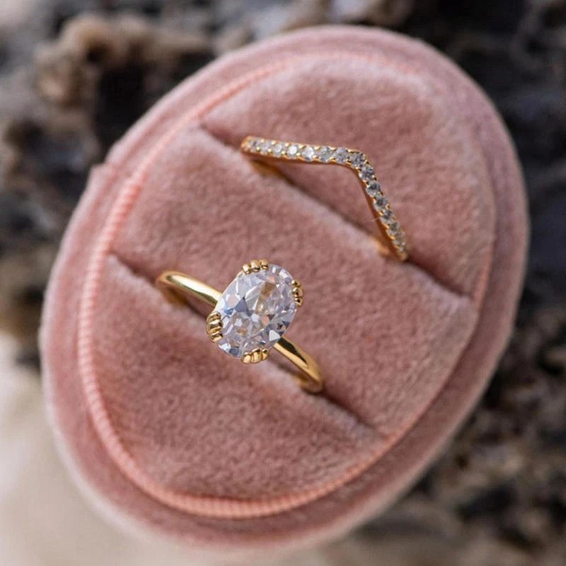 2Ct Oval Cut Simulated Diamond Women’s Bridal Ring 14k Yellow Gold Plated