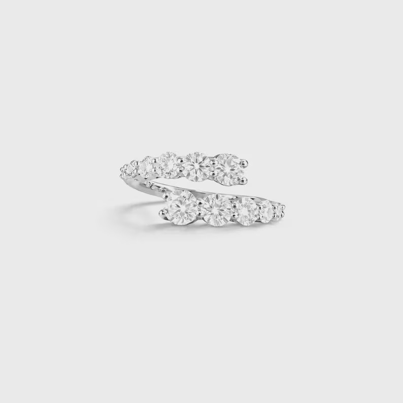 2.00 Ct Round Cut Simulated Diamond Wedding Bypass Band Ring 14k White Gold Over