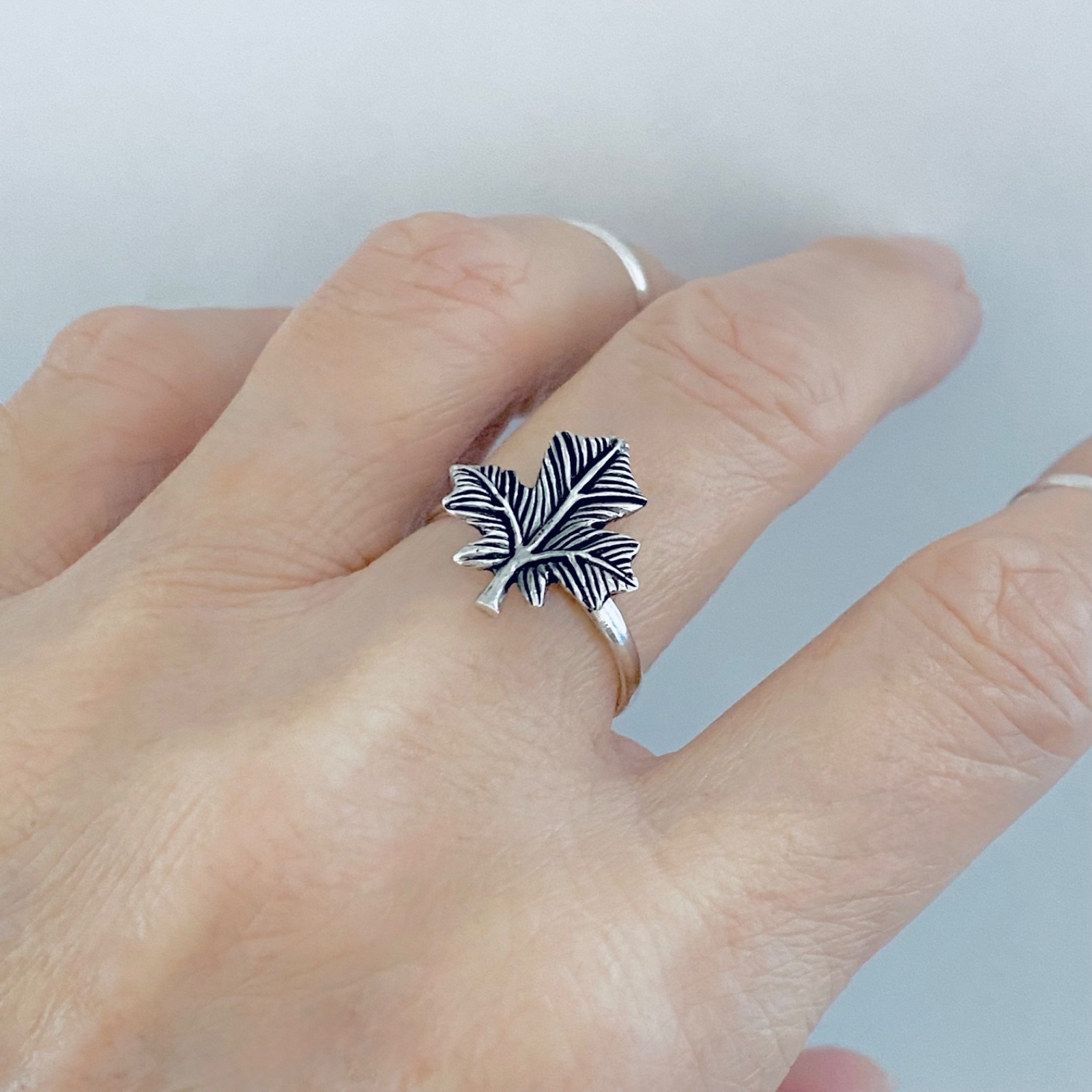 Sterling Silver Delicate Maple Leaf Ring, Canadian Leaves, Canada Rings, Trees