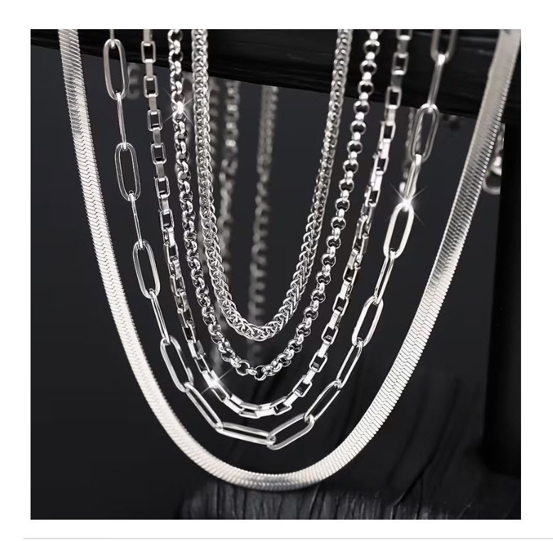 BRIGHTON BEACH 5pcs Set of High-Quality Stainless Steel Hypoallergenic Chain