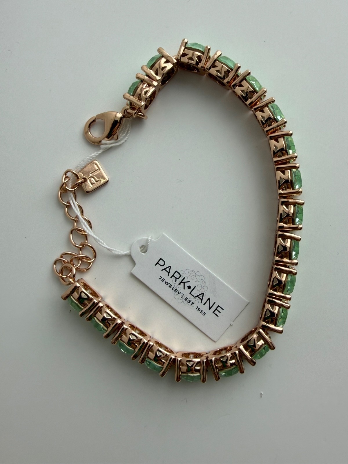 Park Lane Impression Tennis Bracelet & Earrings ~ Mint w Rose Gold-Tone Green CZ