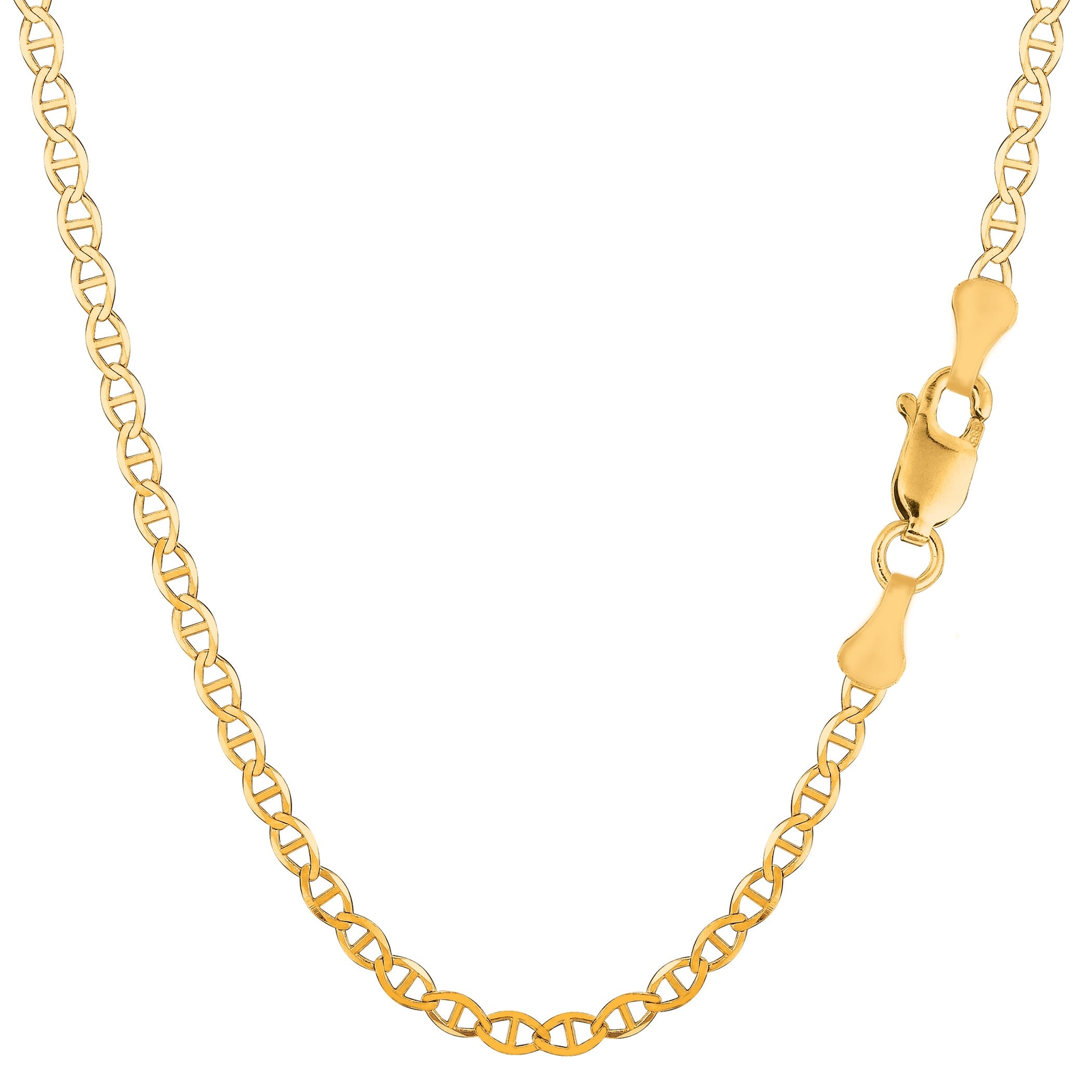 10k Yellow Real Gold Mariner Link Chain Necklace, 3.2mm, 18″