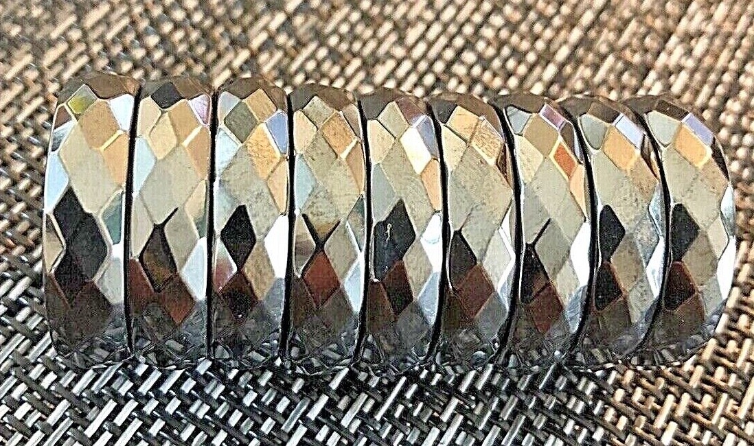 6MM WIDE MAGNETIC HEMATITE FACETED UNISEX RING SIZE 5-13 FREE SHIPPING