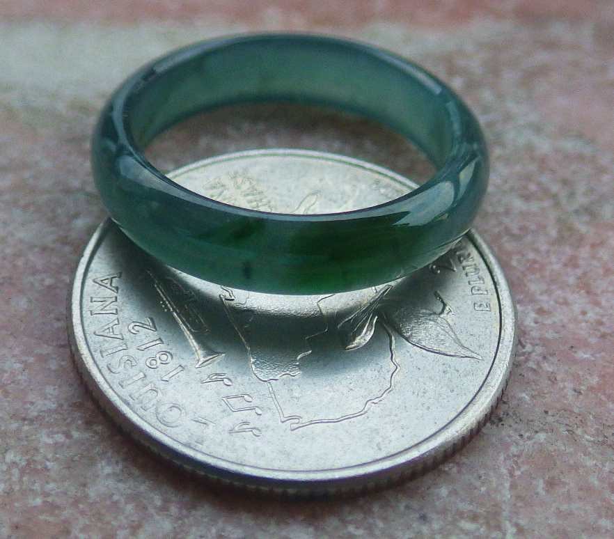Video Certified Green Natural A Jadeite Jade Round Circle Ring NO. 8 # 121744 TS