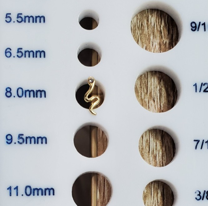 14K Solid Gold Dainty Snake Stud Earrings W/ Black CZ Eye Design 8.0mm ~ New