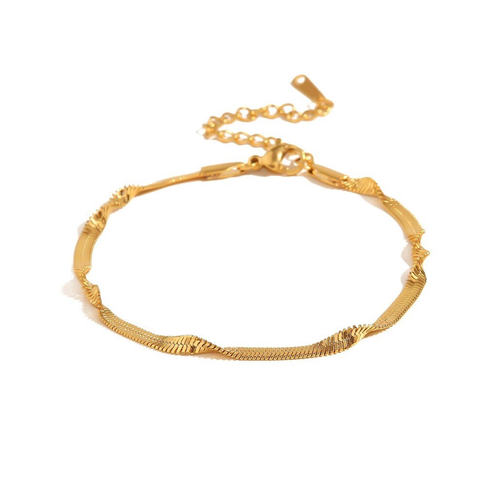 3mm Woman 18K Gold Plated Stainless Steel Herringbone Snake Twist Chain/Bracelet