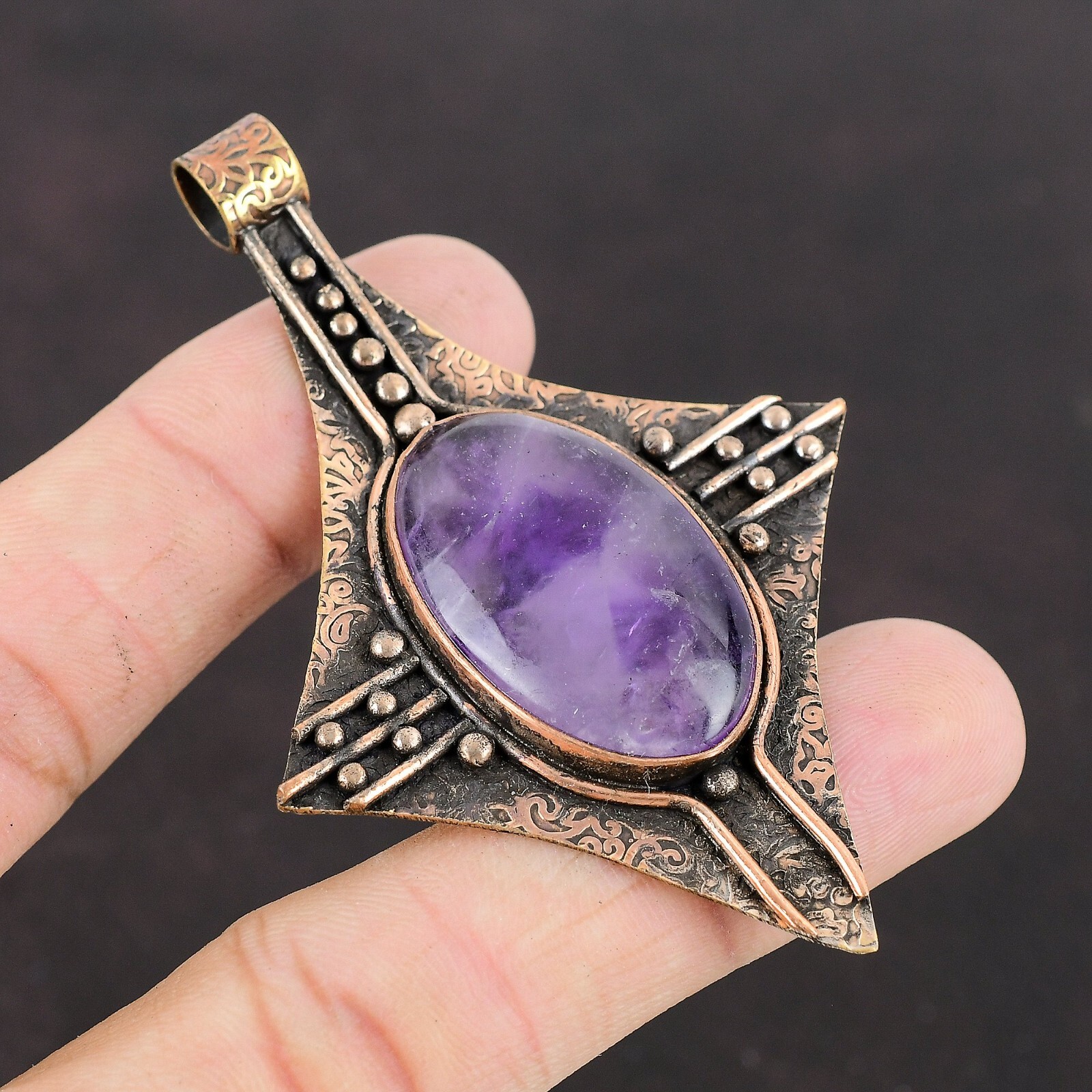 Friendship Day Sale Copper Star Amethyst Stone Handcrafted Wife Pendant Jewelry