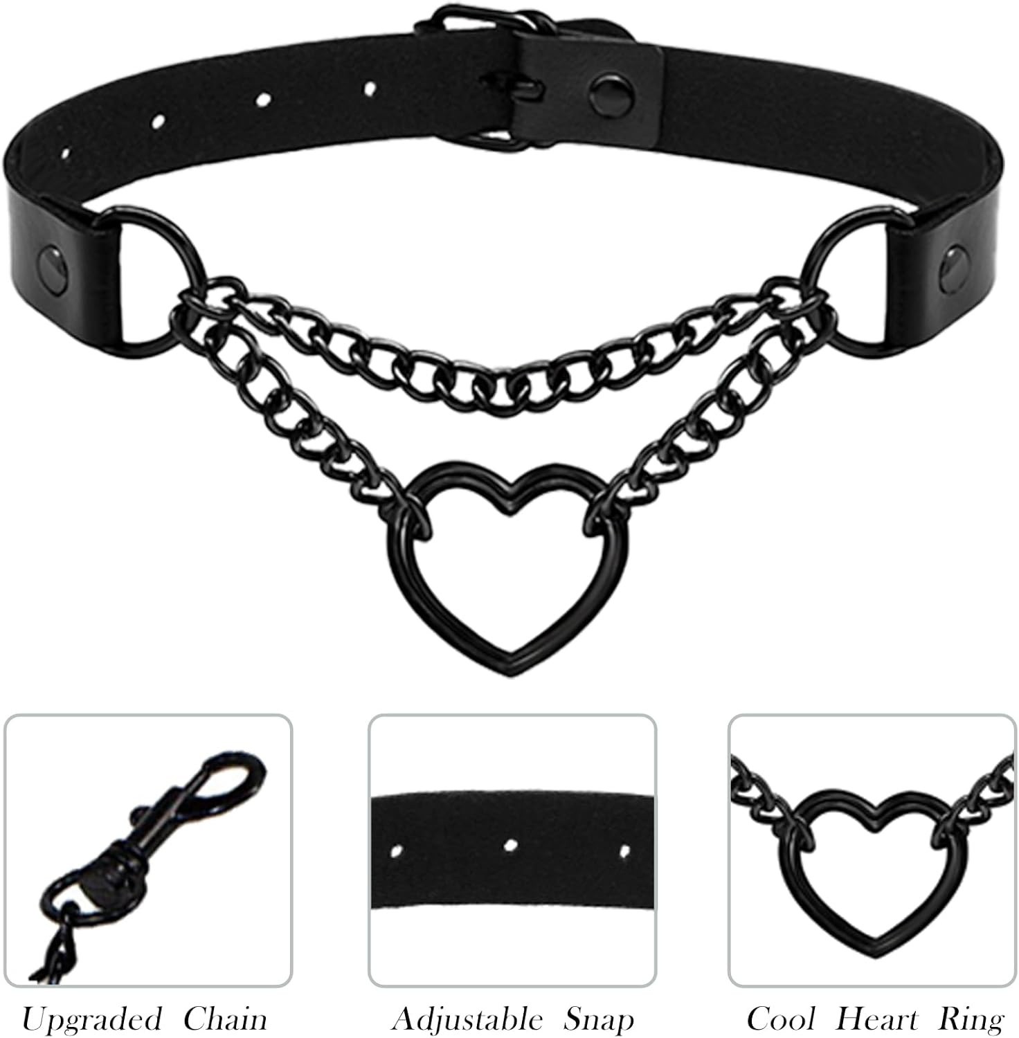 2PCS Black Choker Necklace for Women Leather Chokers Collar and Leash Set Got…