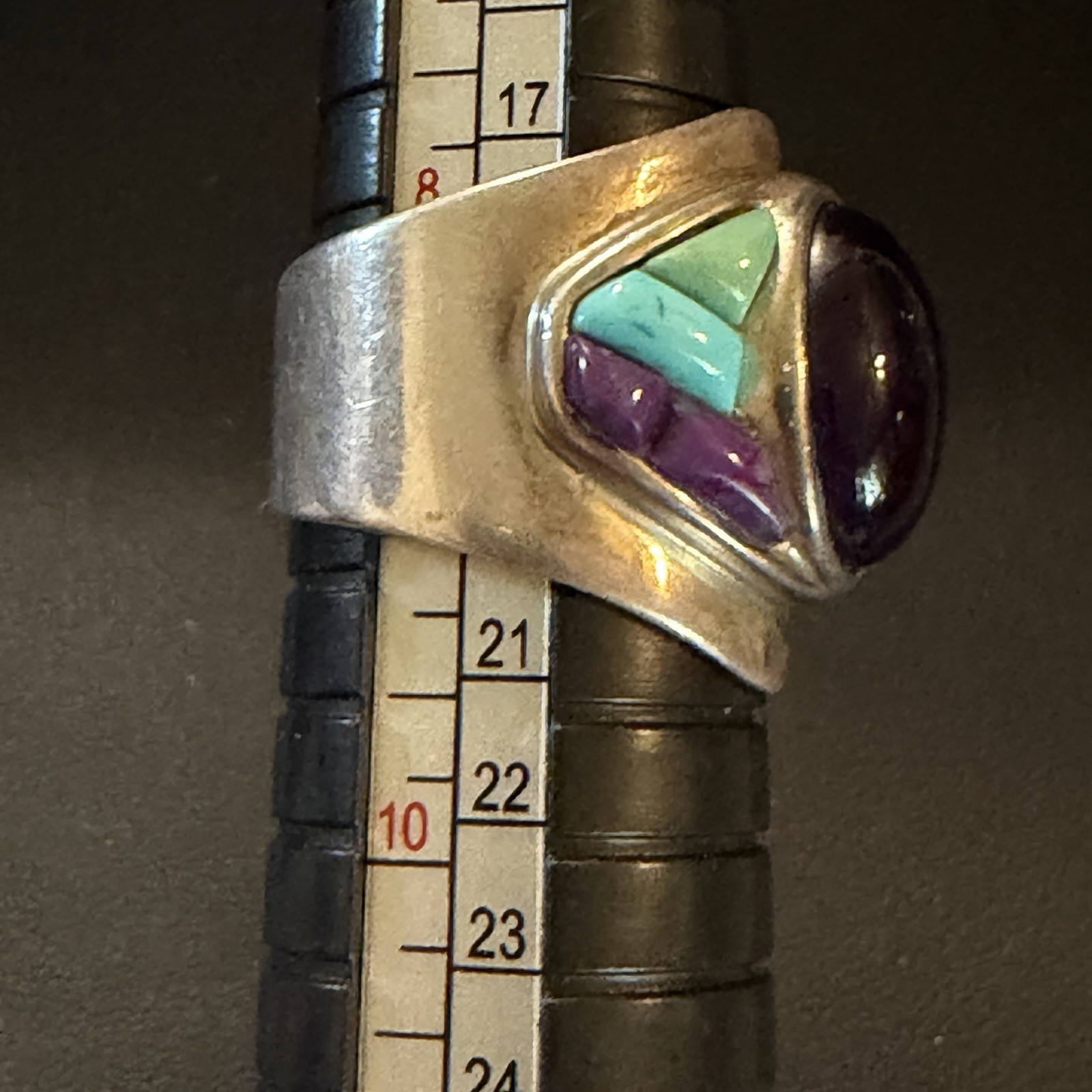 Vintage DTR JAY KING SILVER 925 TURQUOISE & AMETHYST RING SIZE 8.5 10.8g