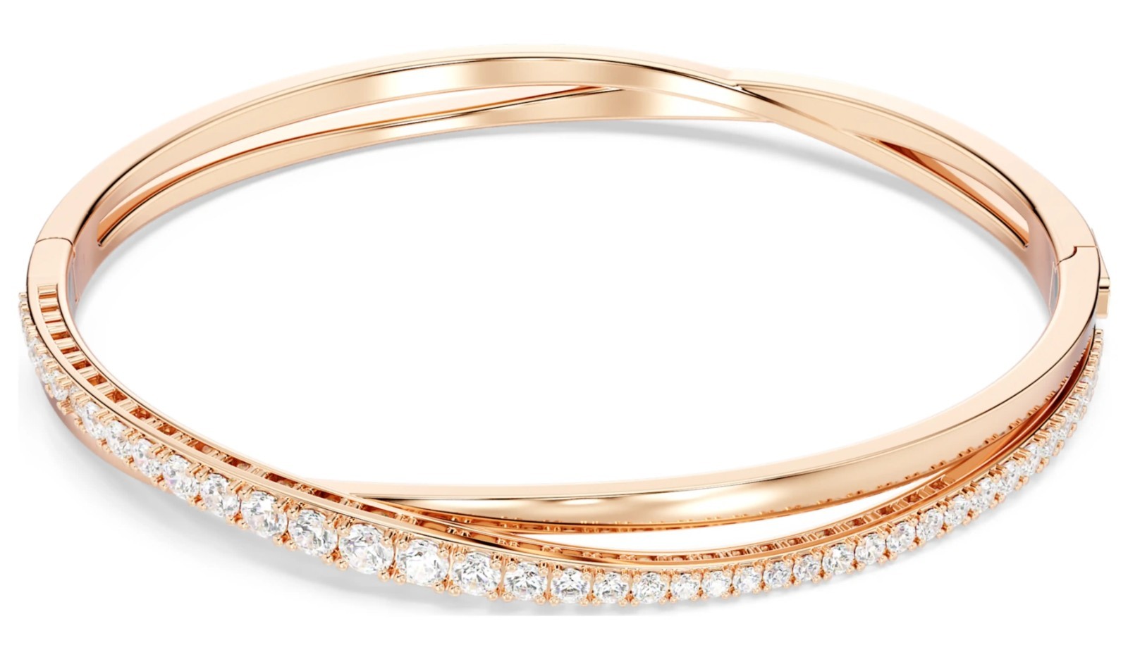 Swarovski Hyperbola Bangle Bracelet 18K Rose Gold Tone Plated White CZ Crystals