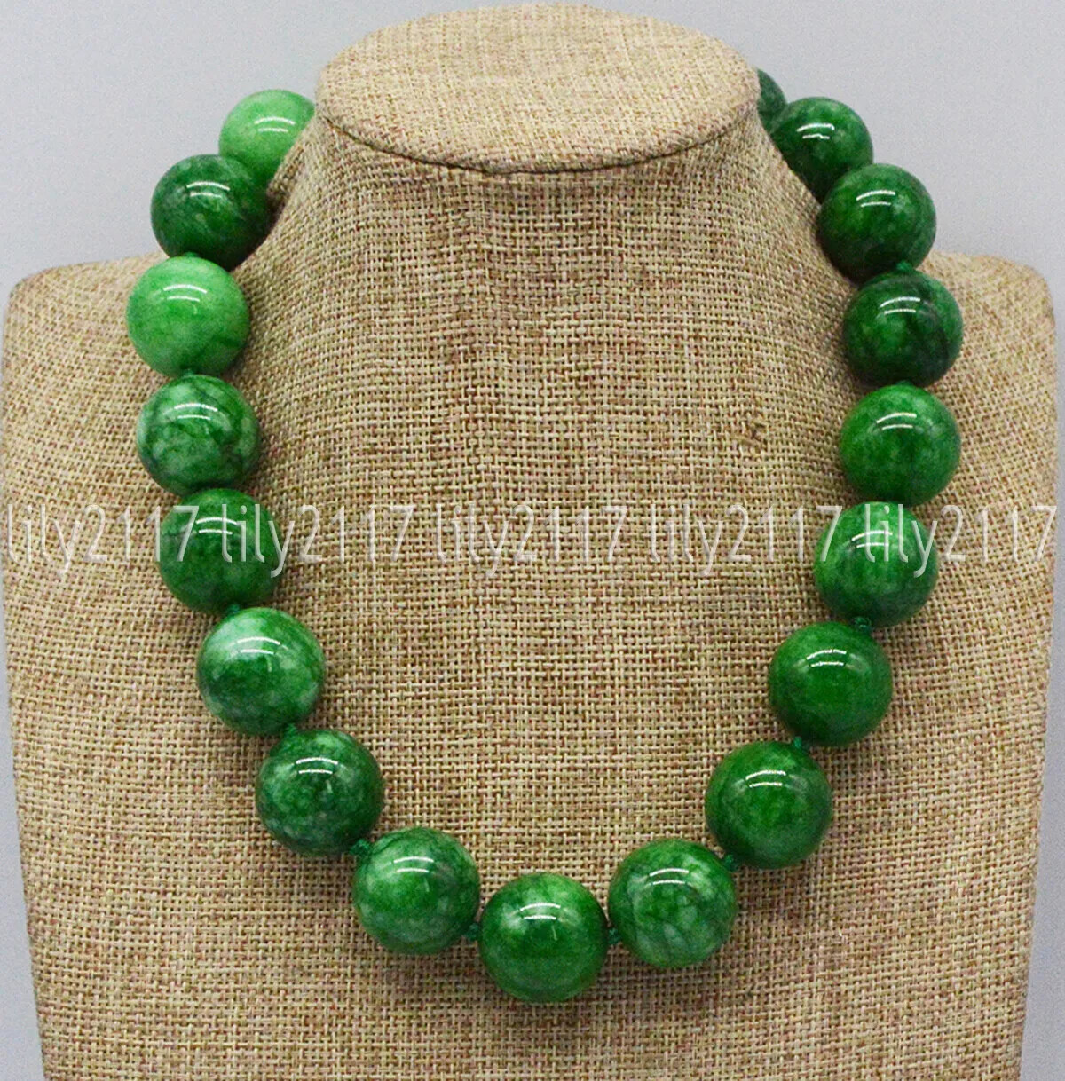 Huge 20mm Natural Green Jade Jadeite Round Beads Gemstone Necklace 16-36” AAA