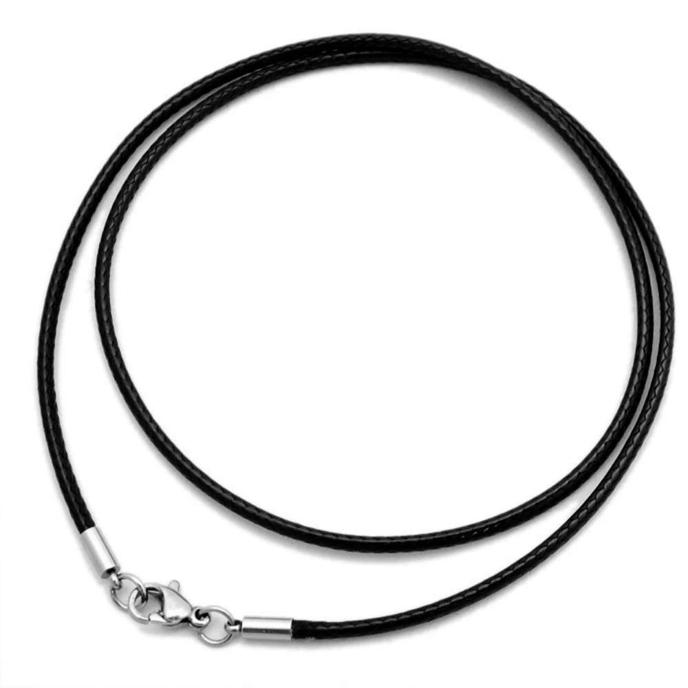 Waterproof Braided Leather Chain Cord Necklace with Stainless Steel Clasp