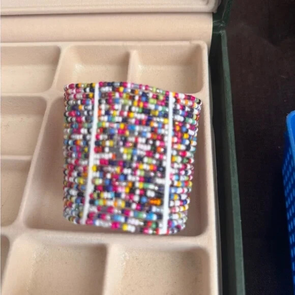 Multicolor Colorful Beaded Cuff Bracelet from Tanzania