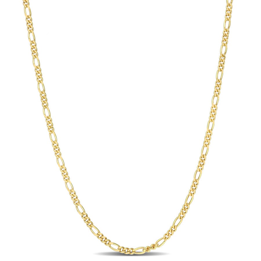 AMOUR 2.2mm Figaro Chain Necklace In Yellow Plated Sterling Silver, 18 In