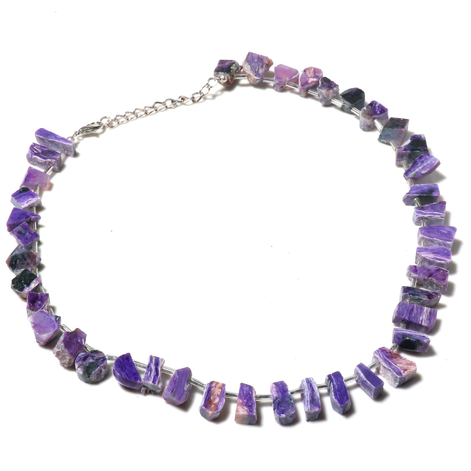Natural Rough Gemstone Beaded Necklace 925 Sterling Silver Chain Boho Jewelry