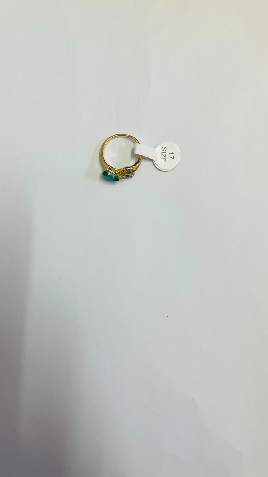 Gold Plated Emerald Green Crystal Cocktail Ring Women’s Fashion Jewelry Size 7