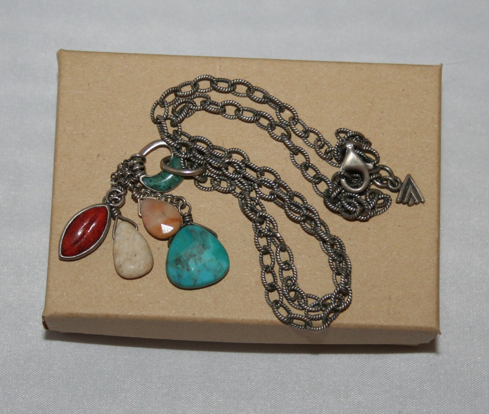 Silpada Sterling Silver Turquoise Sponge Coral Agate Riverstone Necklace N1508