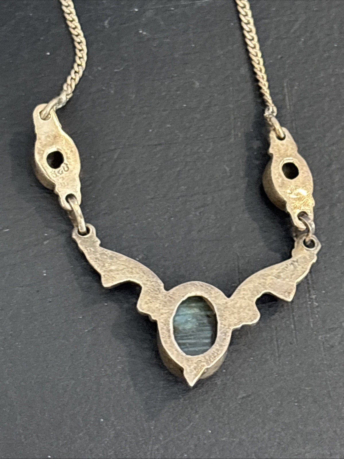Delicate Labradorite Gemstone 925 Sterling Silver 12″ – 14″ Choker Necklace
