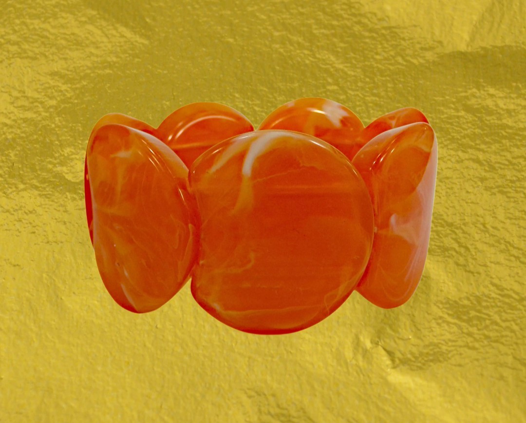 Orange Wide Chunky Stretch Statement Bracelet Bold Fashion Colorful Jewelry New