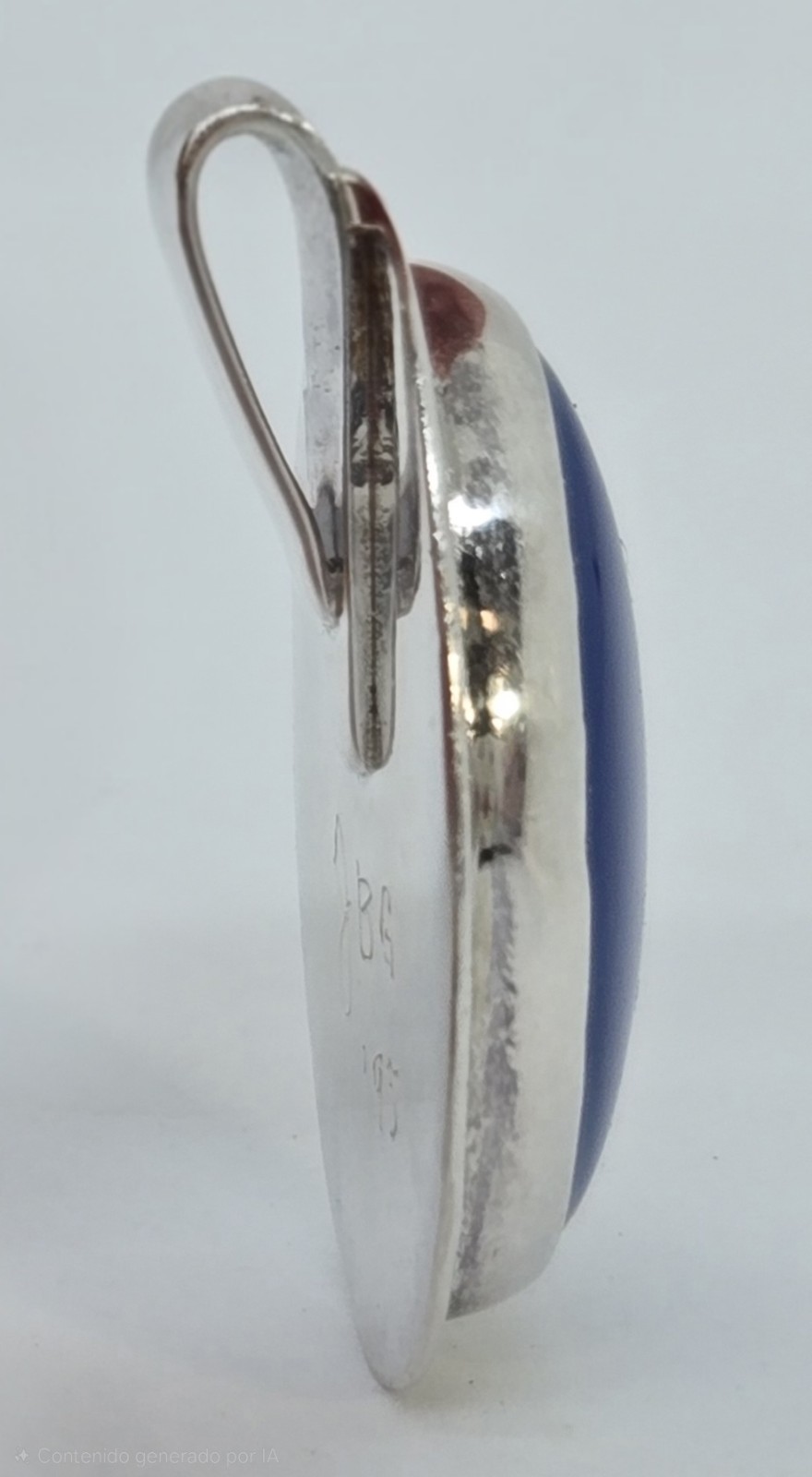 Vintage 1990s Royal Blue Oval Cabochon Silver Tone Pendant Charm
