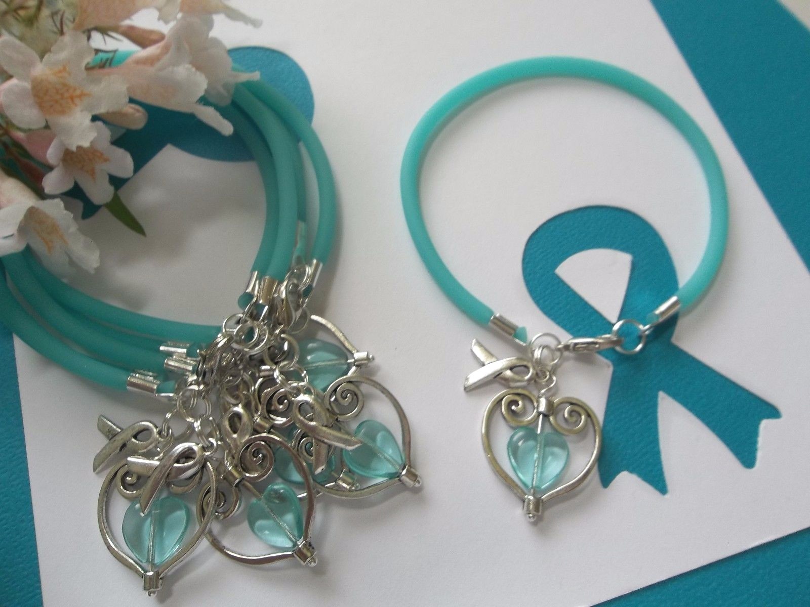 OVARIAN CANCER AWARENESS ‘SUPPORT WITH LOVE’ BRACELETS – 6 COUNT
