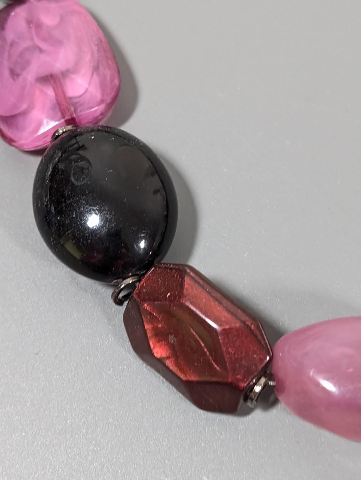 NYC Purple Bead Chunky Statement Necklace 21 in Y2K