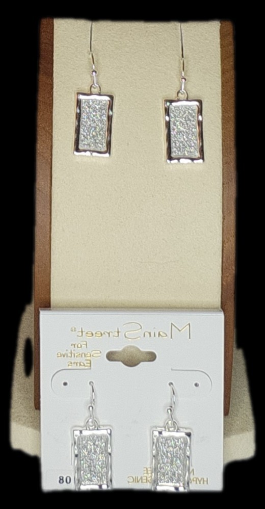 Main Street Earrings Silver Retangular Sensitive Ears #108