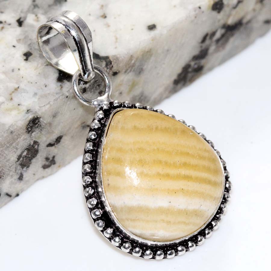 925 Silver Plated Laguna Lace Calcite Pendant 1.5″ New Year Gift Trendy JW