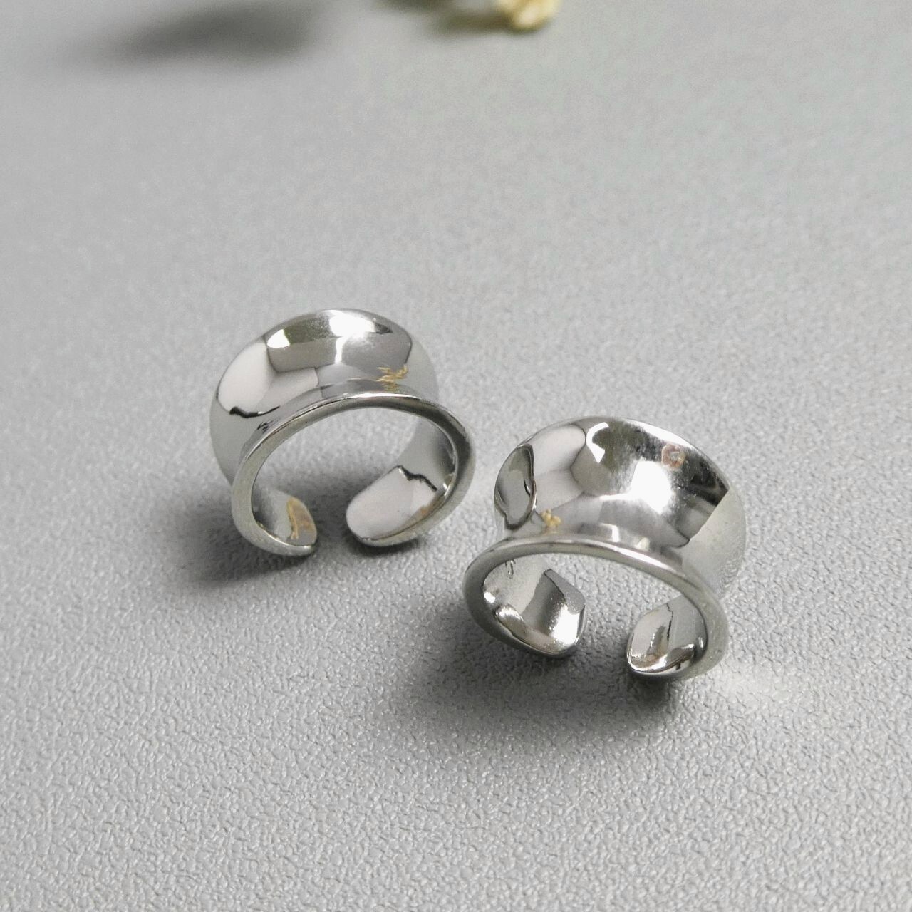 PAIR Concave Curved Small Sterling Silver Earring Ear Cuff Non Piercing Chic