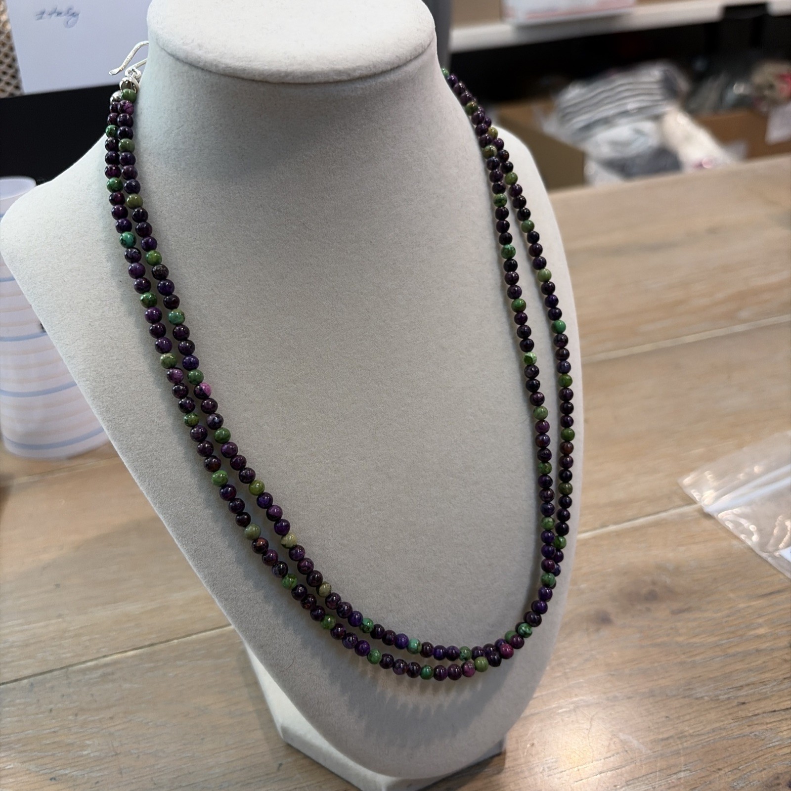 Jay King DRT Sterling 925 Zoisite Fluorite Bead Double Strand Necklace 19”
